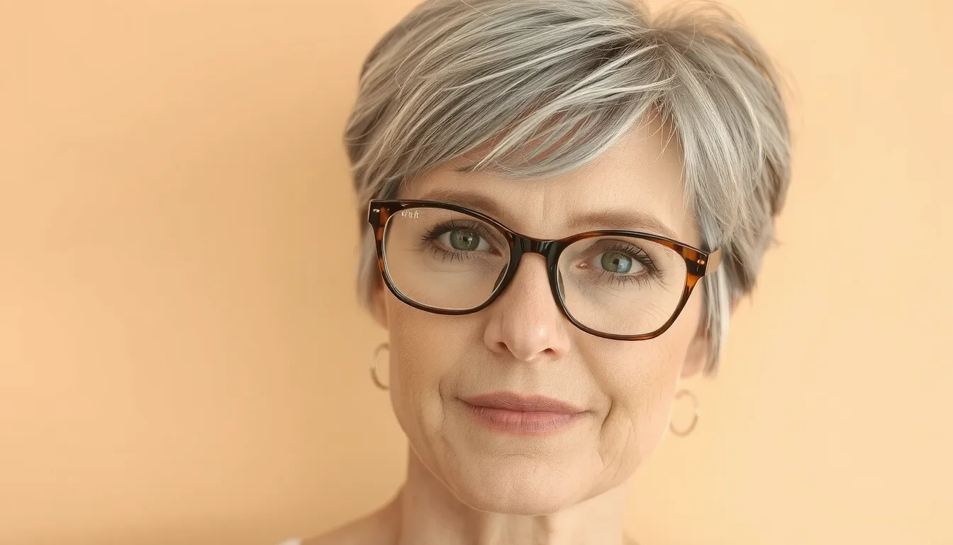 coupe courte femme avec lunettes
